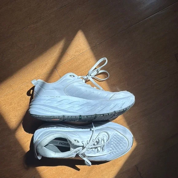 Hoka White Athletic Running Shoes with Cushioned Sole - Picture 2 of 5